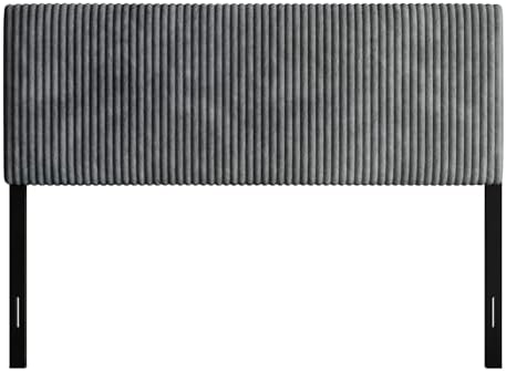 Queen Corduroy Velvet Upholstered Adjustable Headboard, Grey