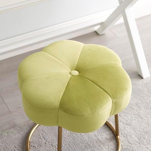 Linon Talulah Light Green and Gold Vanity and Accent Stool