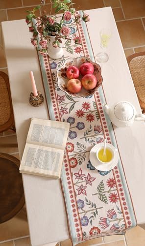 bilin gaier Designer Vintage French Extra Long Table Runner,118"x12"