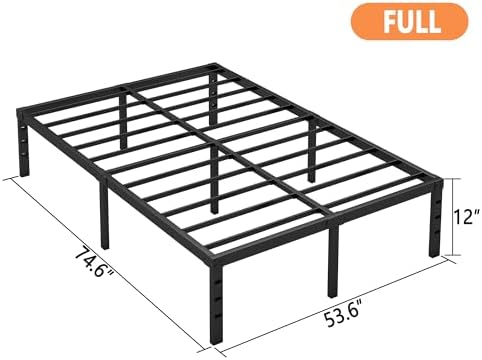 Hafenpo 12 Inch Full Bed Frame, Under Bed Storage, Black
