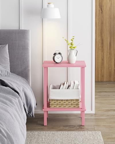 TUTOTAK End Table, Set of 2, Side Table, Nightstand, 2-Tier Storage Shelf