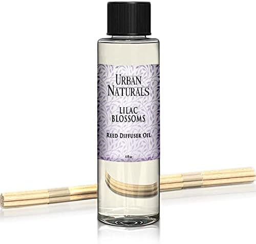 Urban Naturals Reed Diffuser Oil Refill, Lilac Blossoms Oil for Diffuser with Lilac, Violets, Lily of the Valley, 4 oz + Free Reed Sticks, Made in the USA