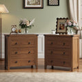 Farmhouse Nightstands Set of 2, Bedside Table with Drawer, Walnut