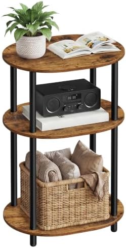VASAGLE Side Table, Small End Table, Tall Nightstand, Steel Frame