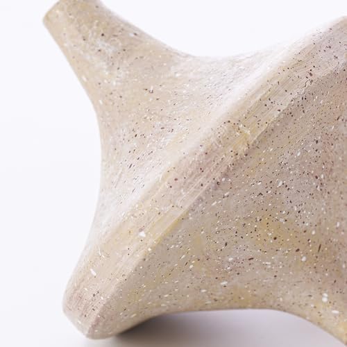 Spinning Top Statue, Coffee Table Sculpture for Modern Home & Office Desk Decor, Beige Shelf Decor for Boho Living Room, Bookshelf, Table Top, Aesthetic Room Decor, Unique Gift for Men (Resin)