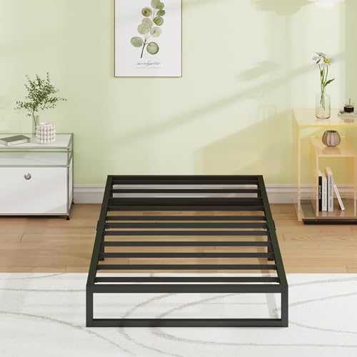 EMODA 7 Inch Twin XL Bed Frames No Box Spring Needed, Heavy Duty XL Twin Metal Platform Bed Frame, Noise Free, Easy Assembly, Black