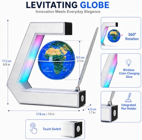 Magnetic Levitation Floating World Earth Globe Lamps With Pen, Cool Office Desk Decor Stuff For Men Boss Unique Birthday Gifts Or Christmas For Men,educational Geography Globe Toys For Kids Learning
