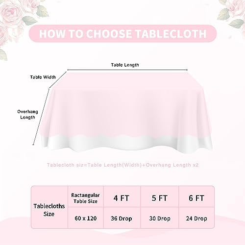Pink Lace Table Cloth 60x120inch 2Pcs for Decorations Wedding Centerpieces