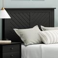 ComfIQ Serene Wood Panel Headboard with Chevron Scoring, Full, Black