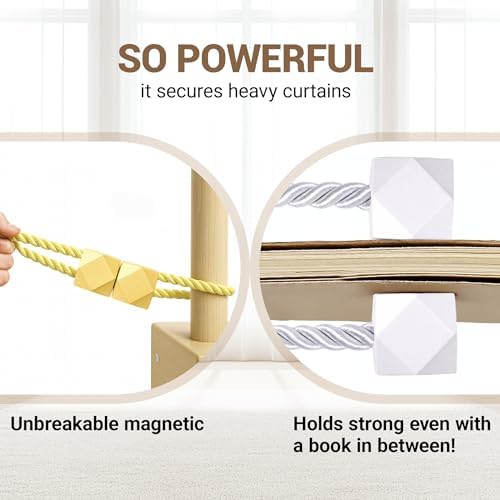 Hion Magnetic Curtain Tiebacks Golden 6pcs, Curtain Holdbacks Hooks Holders