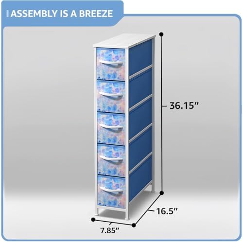 Sorbus 5-Drawer Narrow Dresser for Bedroom (Tie Dye Blue)