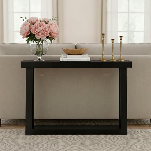 Plank+Beam Classic Console Table with Shelf - 36 inches, Black