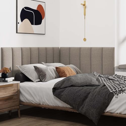 IFNOW Wall Mounted Headboard, Peel and Stick Panels, Linen, King