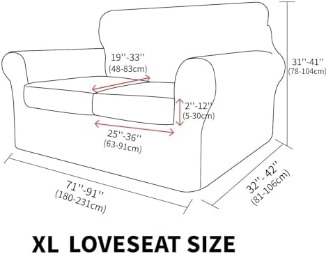 MAXIJIN 3 Piece Couch Covers for 2 Cushion Couch Sofa Cover, Stretch Loveseat Sofa Slipcovers for Sofas with 2 Large Cushions, Thick Dogs Pet Furniture Covers (71"-91", Black)