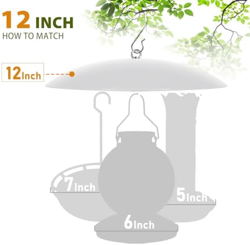 12" Bird Feeder Rain Guard, Hummingbird Feeder Shade Dome Cover, Hanging Baffle for Bird Feeder Pole,Smart Birds Feeder's Umbrella(Translucent), 2 Pack