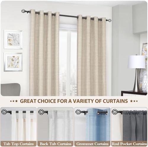 KAMANINA Black Finials for 1 or 7/8 In Curtain Rods, Twisted Cage Design