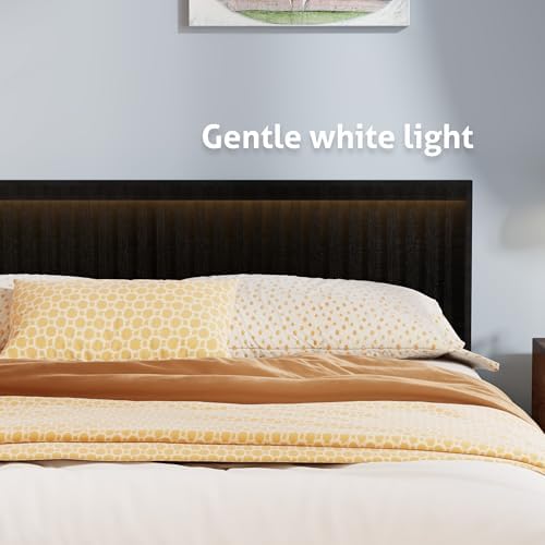 UEV Headboard with Elegant Light Wood Design (Black, Queen)