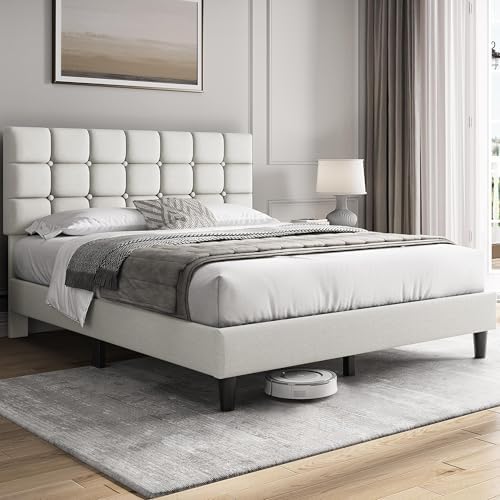 Yaheetech Queen Size Upholstered Tufted Bed Frame with Headboard