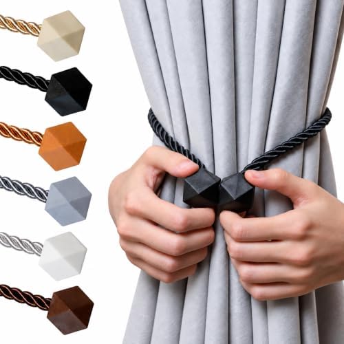 NazTur Magnetic Curtain Tiebacks, Curtain Ties, No-Drill Holdbacks (4 Pack)
