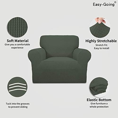 Easy-Going Stretch Chair Slipcover with Arm Washable Olive Green