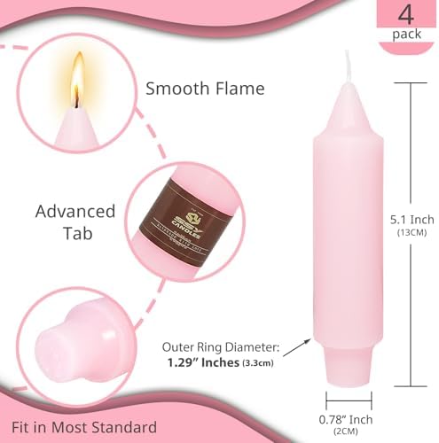 NJAO HOO 5 Inch Short Taper Candle Valentine's Day Candlesticks Red Unscented Dripless for Date Home Dinner Decor Party, 4 Pack