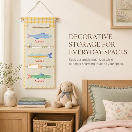 IAXIC Ocean Theme Wall Organizer, Canvas Storage Pockets for Nursery