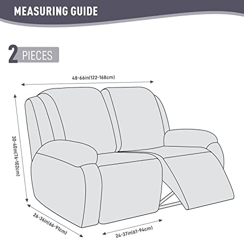 KinCam Loveseat Recliner Covers, Stretch Reclining Cover, Light Gray