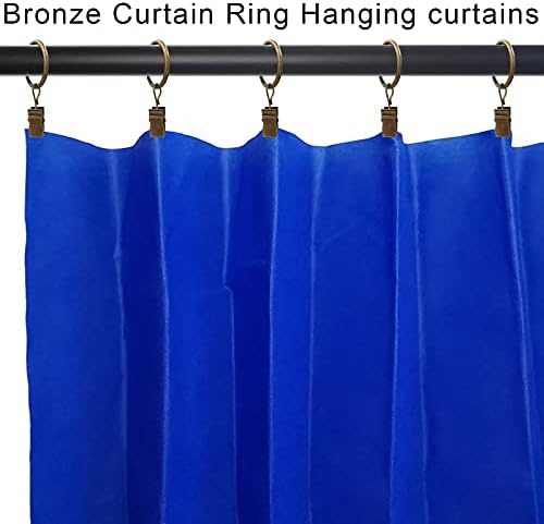 44 Pack Metal Curtain Rings with Clips, 1 in ID, Bronze