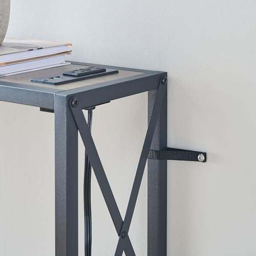 Gewudraw 70" Sofa Table Behind Couch with Socket-Narrow Console Table