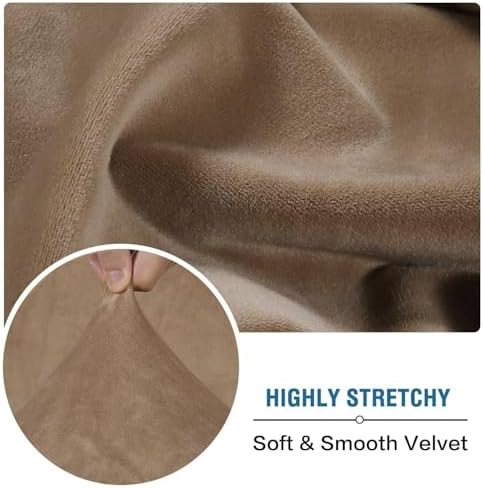 H.VERSAILTEX Velvet Stretch Individual Chaise Cover Sectional Couch Covers for L Shaped Sofa Both Left/Right Furniture Protector Seat Cushion Sofa Cover (1 Piece Chaise Cover, Camel)
