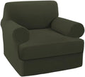 Turquoize T Cushion Chair Slipcover Armchair Slipcover for Living Room Stretch Sofa Couch Cover Soft Armchair Cover Washable Furniture Covers with Individual T Cushion Seat Covers (Chair, Olive)