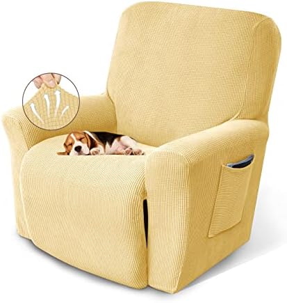 KEKUOU Recliner Chair Covers, 1-Piece Lazy Boy Recliner Covers, Champagne