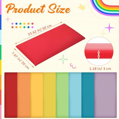 8 Pack Wall Padding Headboard 23.62" x 11.81" x 1.18" Rainbow Colors