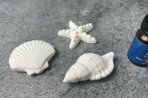 Passive Stone Diffuser 3pcs Set [ Made in Japan ] Non Electric Diffuser for Essential Oil and Aromatherapy (Ceramic/Clay) (1, Marine Life)