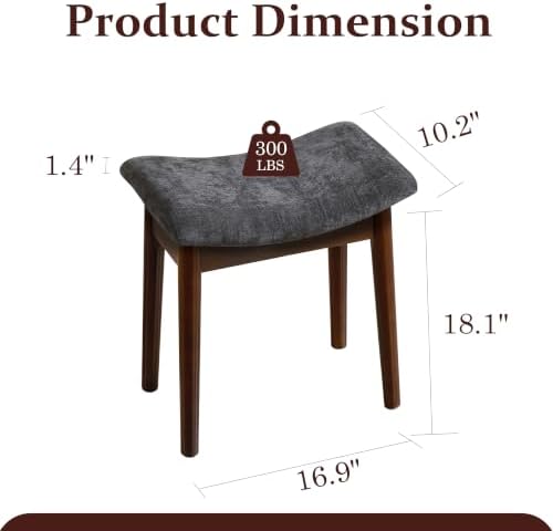 Royal Windsor Vanity Stool, 18" H Makeup Chair,Small Ottoman Stool