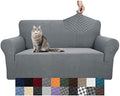 YEMYHOM Couch Cover Latest Jacquard Design High Stretch Sofa Covers for 2 Cushion Couch, Pet Dog Cat Proof Loveseat Slipcover Non Slip Magic Elastic Furniture Protector (Loveseat, Light Gray)