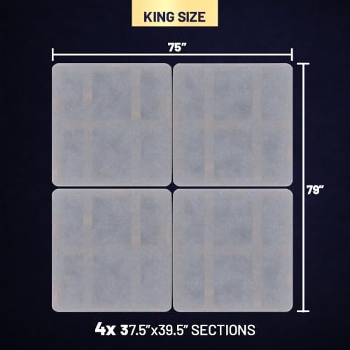 Premium 38mm Split Wood Bunkie Board for King Size Bed - 4-Piece Under Mattress Support Board, Fully Assembled, Fabric Ventilation Cover - Replaces Wooden Slats or Box Spring for Bed Frames