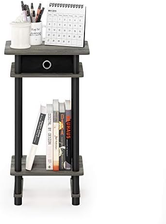 Furinno Turn-N-Tube Tall End Table, French Oak Grey/Black/Black