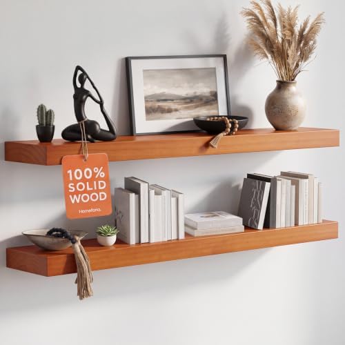Homeforia 36 Inch Floating Shelves, High-End Solid Pine Wood, Set of 4