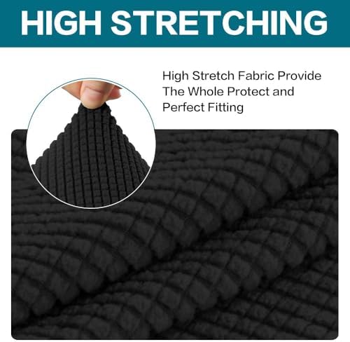 Turquoize 2 Piece Chair Covers Chair Slipcovers for Living Room Small Armchair Chair Cover with Arms Washable Furniture Cover for Chairs Feature Thick Jacquard Fabric (Small Armchair, Black)