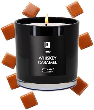 Lulu Candles | Whiskey Caramel | Smells Woody & Sweet | Luxury Scented Soy Jar Candle | Hand Poured in The USA | Highly Scented Long Lasting (9 Oz.)