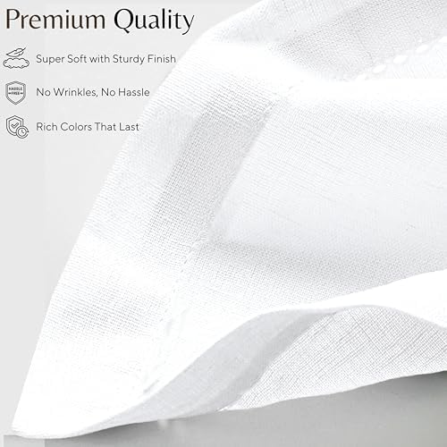 Ramanta Home White Linen Flax Cloth Napkins Set of 4, 18x18 Inches