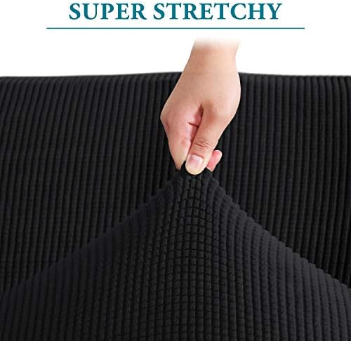 Flamingo P High Stretch Sofa Slipcover Non Slip Couch Cover for 3 Cushion Couch Washable Pet Furniture Protector Covers with Elastic Bottom, Thick Jacquard Fabric (Large, Black)