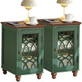 Joaxswe Narrow Side Table Set 2 with Glass Door Storage