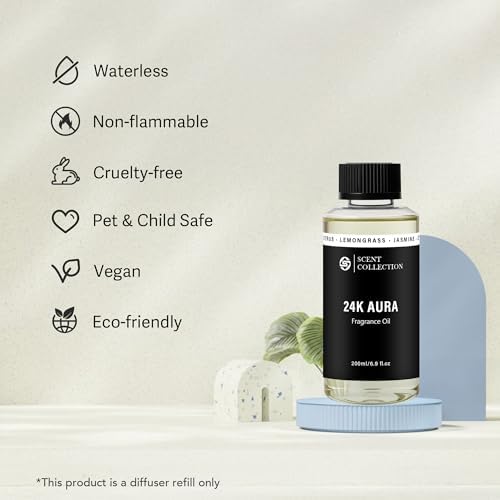 Luxury Hotel Scent 24K Aura Diffuser Oil 200ml Waterless Lemongrass Refill
