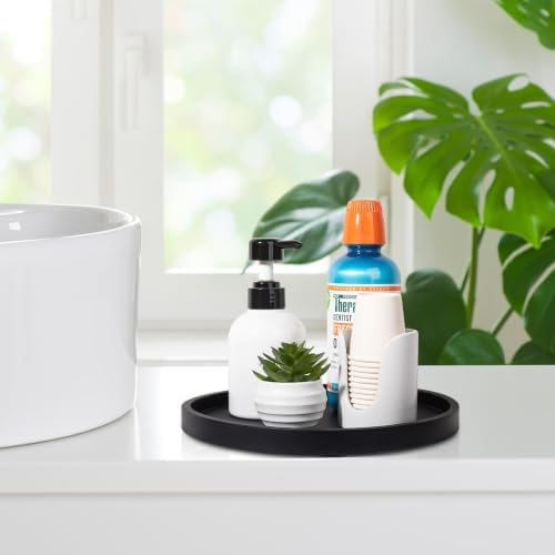 Silicone Bathroom Tray Coffee Table Decor Perfume Organizer, 10" Black