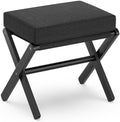 BAMBOOHOMIE Foldable Foot Stool Ottoman, Small Padded Foot Rest with Bamboo X-Legs, Portable Folding Leg Rest for Living Room Bedroom Office, Soft Foam Cushion Step Stool for Couch & Armchair (Black)