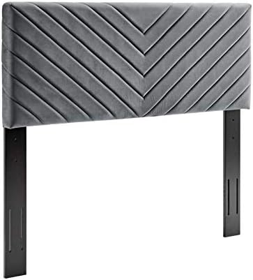 Modway Alyson Angular Channel Tufted Performance Velvet California King Headboard in Charcoal, King King, Model:MOD-6145-CHA