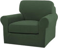 Turquoize 2 Piece Chair Covers Armchair Slipcovers for Living Room Armchair Sofa Cover with Individual Cushion Covers Feature Jacquard Fabric (Chair, Bronze Green)