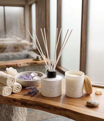 ASALY Luxury Lavender Candle & Reed Diffuser Gift Set for Women - Soy Wax Candle (30 Hr Burn) + Rose & Oud Reed Diffuser | Elegant Gift Box | Perfect for Birthday, Anniversary & Mother's Day